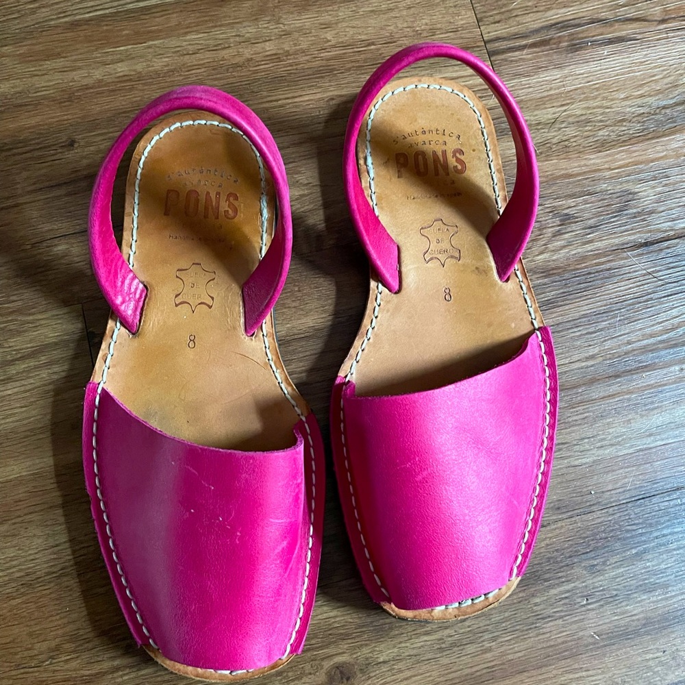 Pons Avarca Spanish Leather Sandals Sz 8, Pink